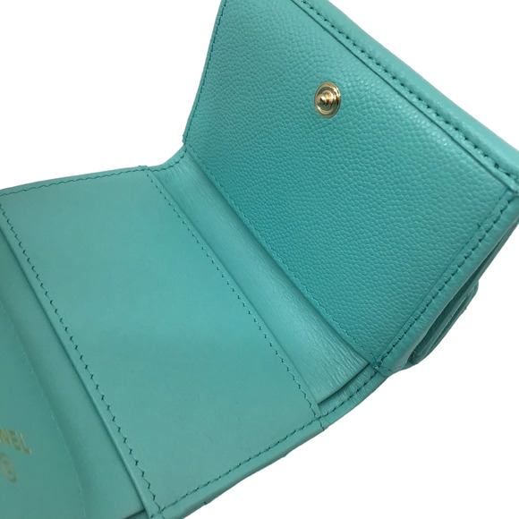 CHANEL Compact Wallet Small Tri-fold AP0230 SLG Leather Goods Caviar Skin Lig... - Picture 8 of 11